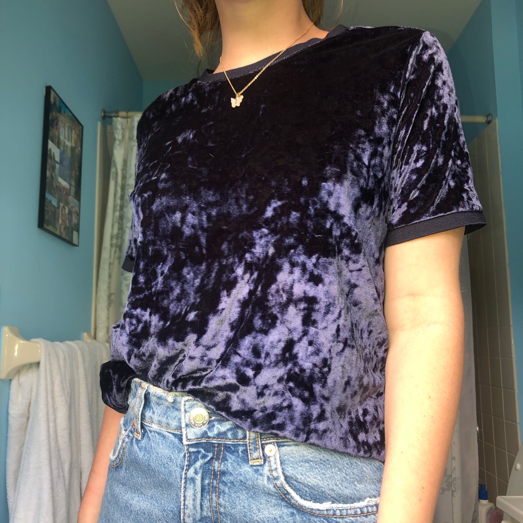 Blue Crushed Velvet T-Shirt